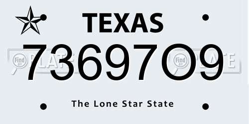73697O9 Texas License Plate
