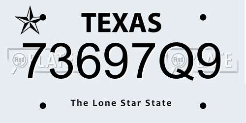 73697Q9 Texas License Plate