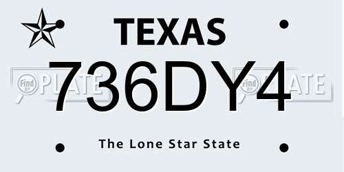 736DY4 Texas License Plate
