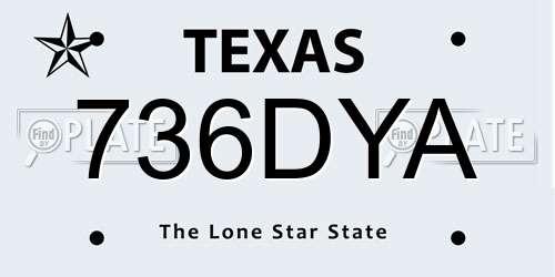 736DYA Texas License Plate
