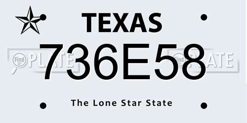 736E58 Texas License Plate