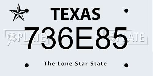 736E85 Texas License Plate