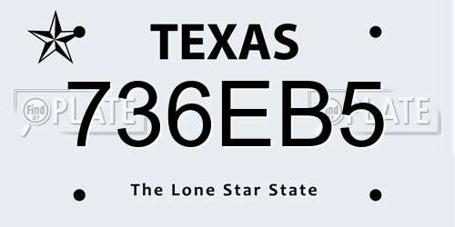 736EB5 Texas License Plate