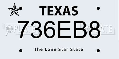736EB8 Texas License Plate