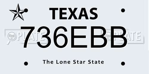 736EBB Texas License Plate