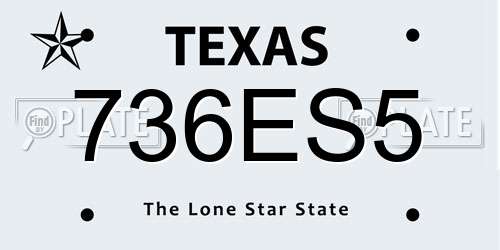 736ES5 Texas License Plate