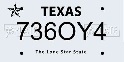 736OY4 Texas License Plate