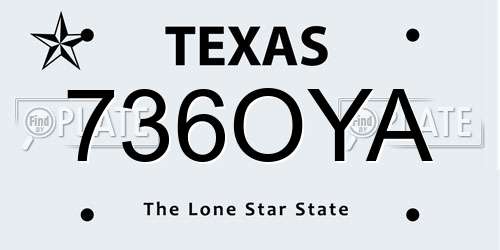 736OYA Texas License Plate