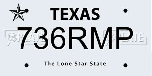 736RMP Texas License Plate