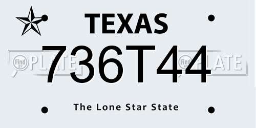 736T44 Texas License Plate