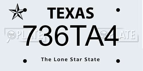 736TA4 Texas License Plate