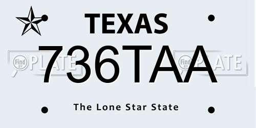 736TAA Texas License Plate