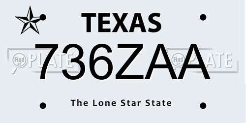 736ZAA Texas License Plate