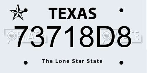 73718D8 Texas License Plate