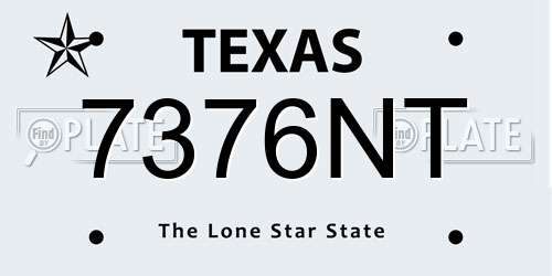7376NT Texas License Plate