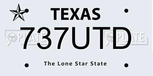 737UTD Texas License Plate