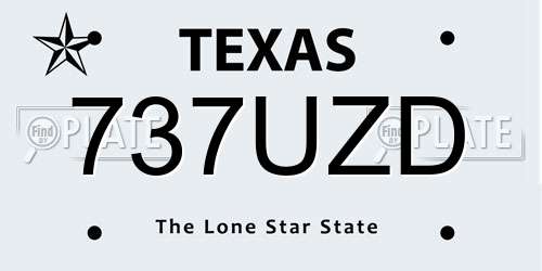737UZD Texas License Plate