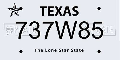 737W85 Texas License Plate