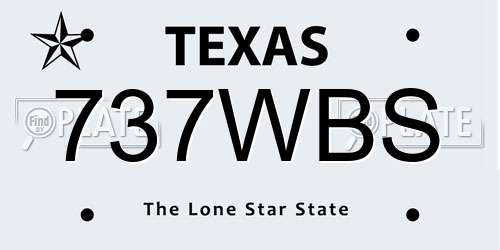 737WBS Texas License Plate