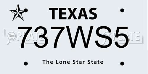 737WS5 Texas License Plate