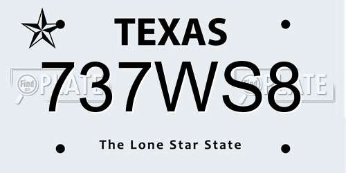 737WS8 Texas License Plate