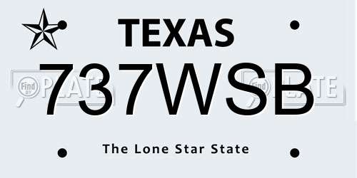 737WSB Texas License Plate