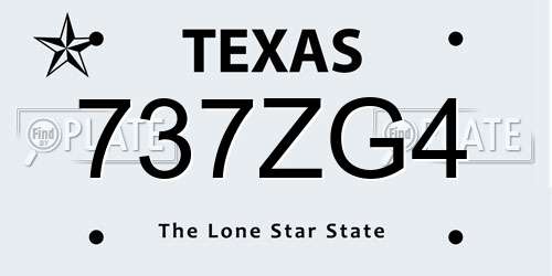 737ZG4 Texas License Plate