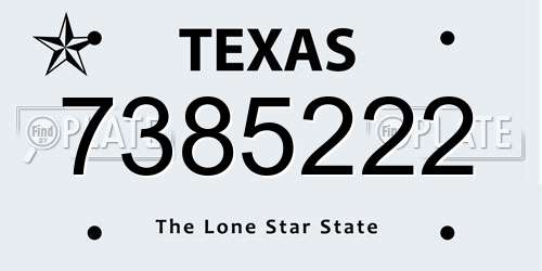 7385222 Texas License Plate
