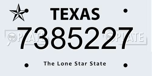 7385227 Texas License Plate