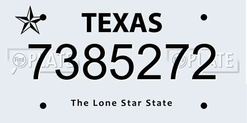7385272 Texas License Plate