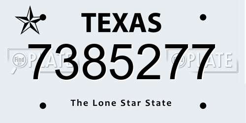 7385277 Texas License Plate