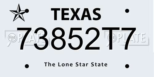 73852T7 Texas License Plate