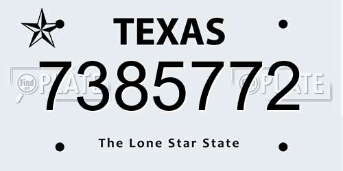 7385772 Texas License Plate
