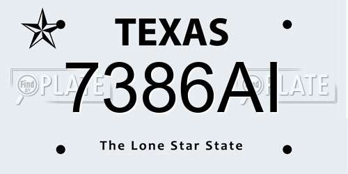7386AI Texas License Plate