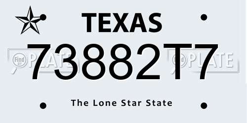 73882T7 Texas License Plate