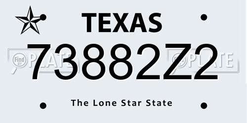 73882Z2 Texas License Plate