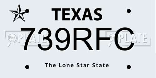 739RFC Texas License Plate