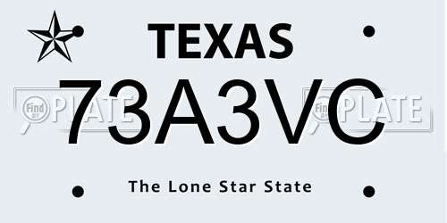 73A3VC Texas License Plate