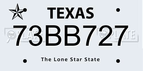 73BB727 Texas License Plate