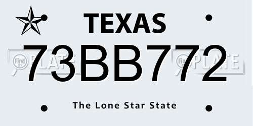 73BB772 Texas License Plate