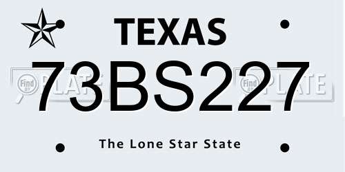 73BS227 Texas License Plate