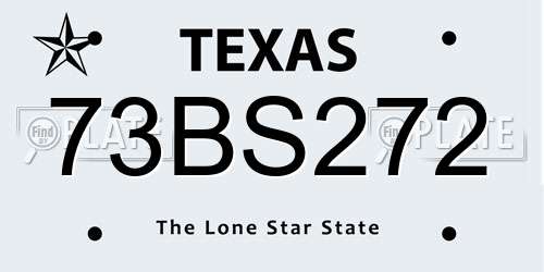 73BS272 Texas License Plate