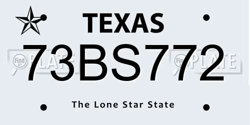 73BS772 Texas License Plate