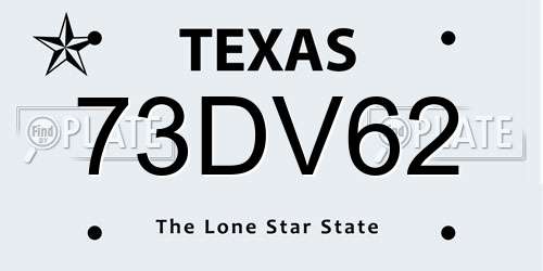 73DV62 Texas License Plate