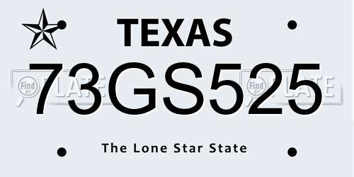 73GS525 Texas License Plate