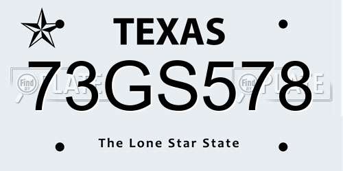 73GS578 Texas License Plate