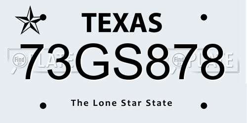 73GS878 Texas License Plate