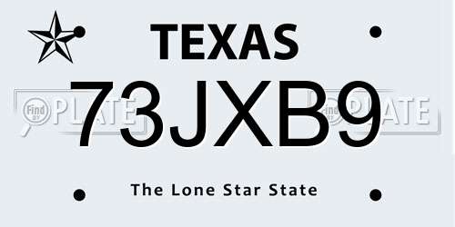 73JXB9 Texas License Plate