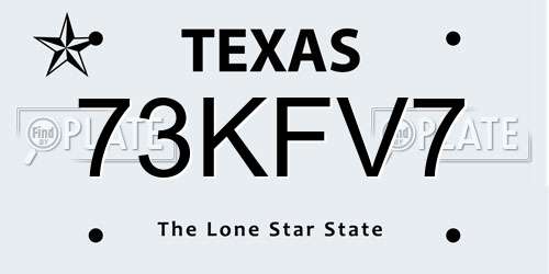 73KFV7 Texas License Plate
