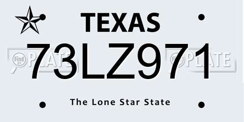 73LZ971 Texas License Plate